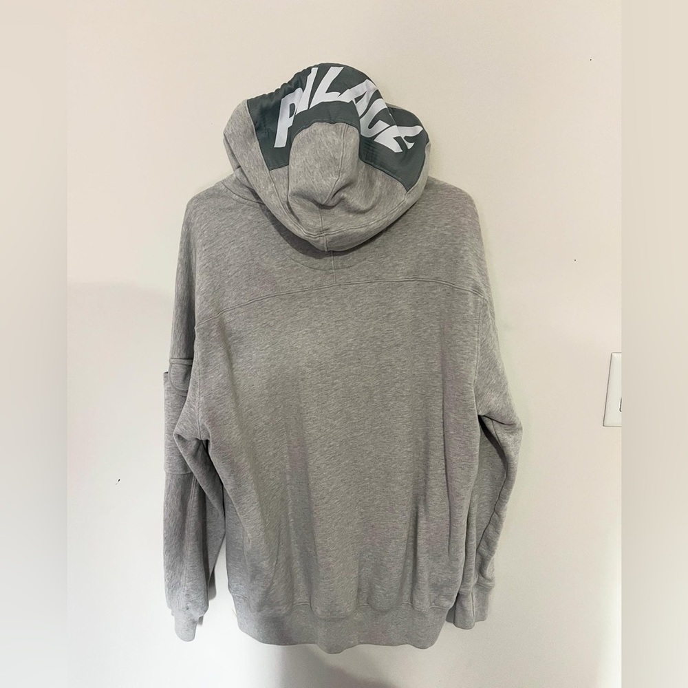 Palace Giant Woven label hood grey marl hoodie